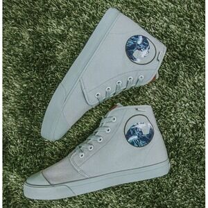 Bangs Lagoon Wave‎ Embroidered Hi Top Casual Sneakers Green Womens 7